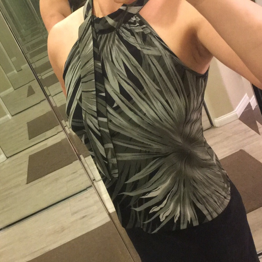 Palm leaves jungle pattern halter top